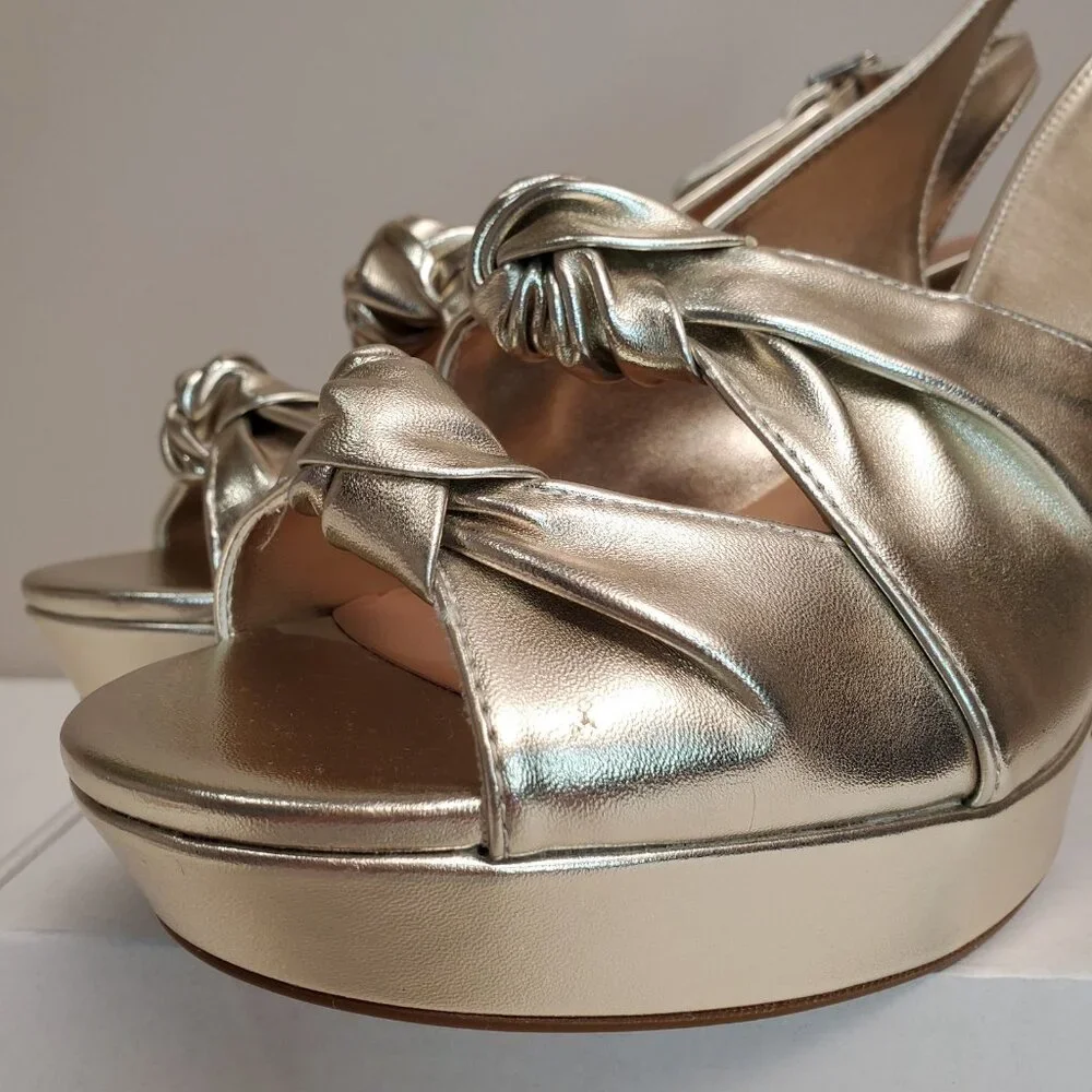 AEROSOLES Metallic Gold Knot Platform Slingback Heels
